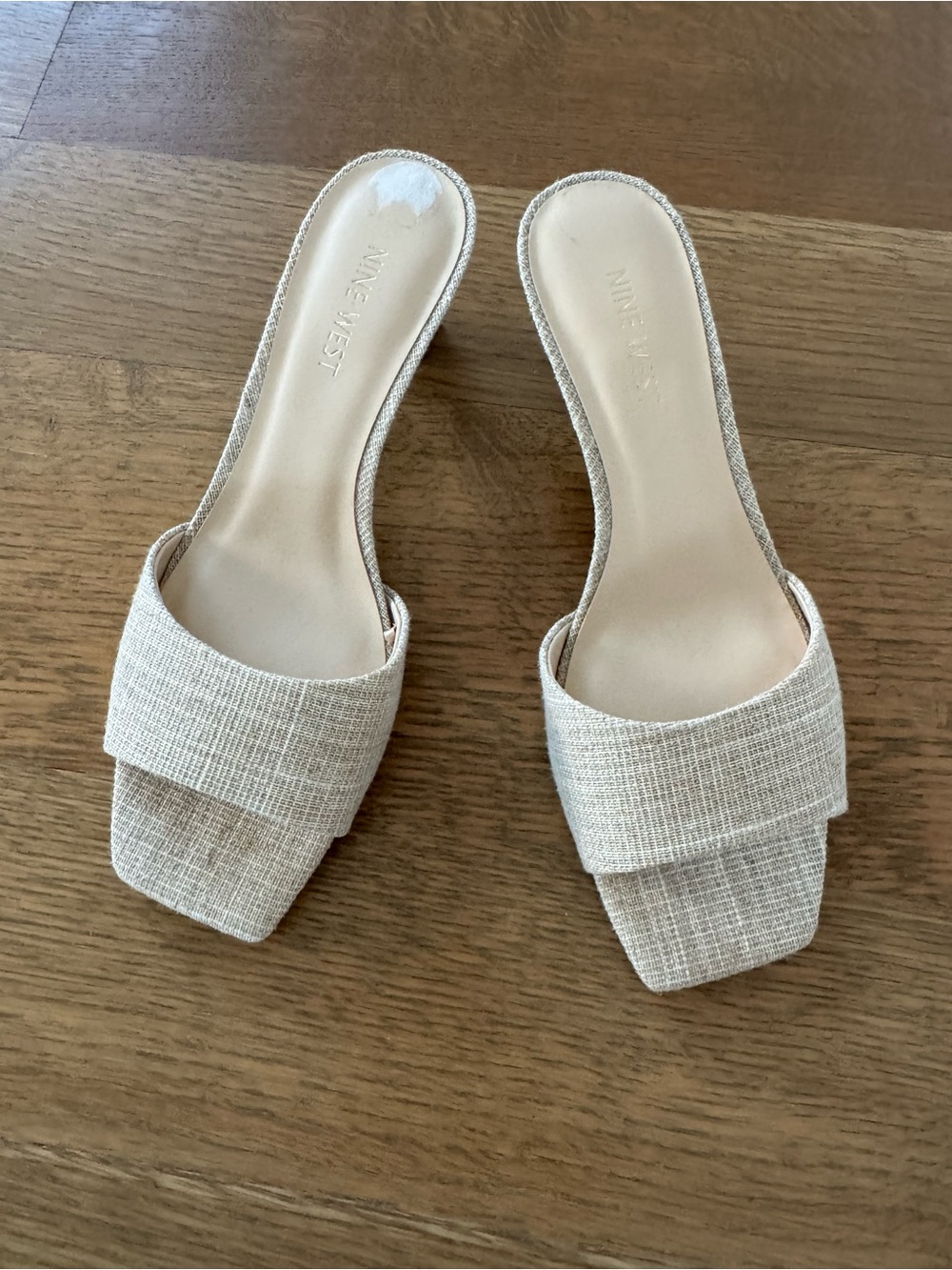 Nine West Neutral Beige Slide Mules